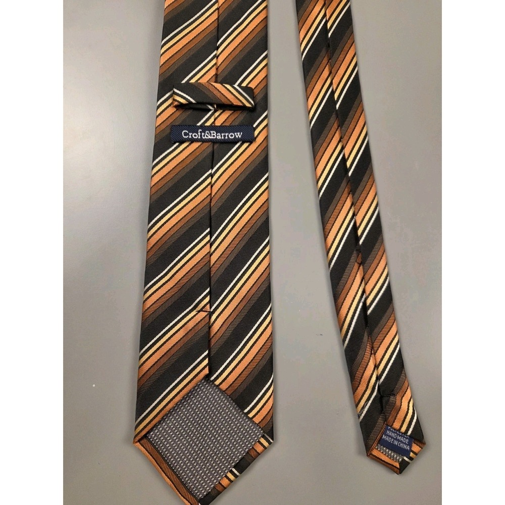 Men's Neck Tie 70s Vibes Stripes Brown Orange‎ by Croft & Barrow - Picture 2 of 4